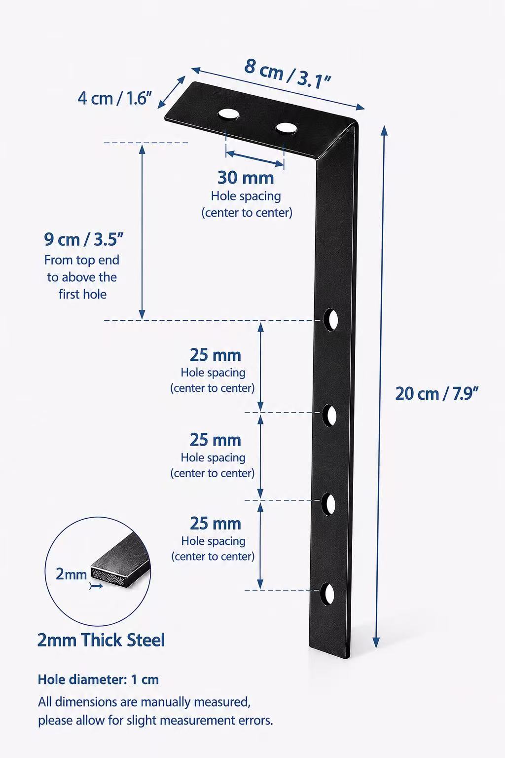 2 x Heavy Duty Steel Angle Bracket 200mm x 80mm – L Shape Mounting Support