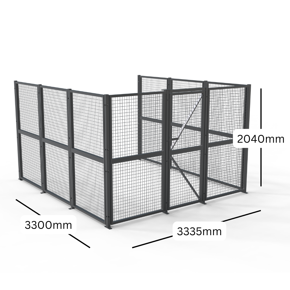 DIY Welded Wire Mesh Storage Cage with Door 11 SQM - 3 Walls