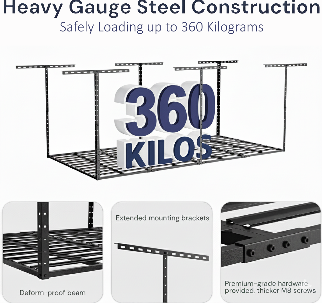 Overhead Garage Storage Rack 4 x 8ft --- Heavy Duty Ceiling Mounted System
