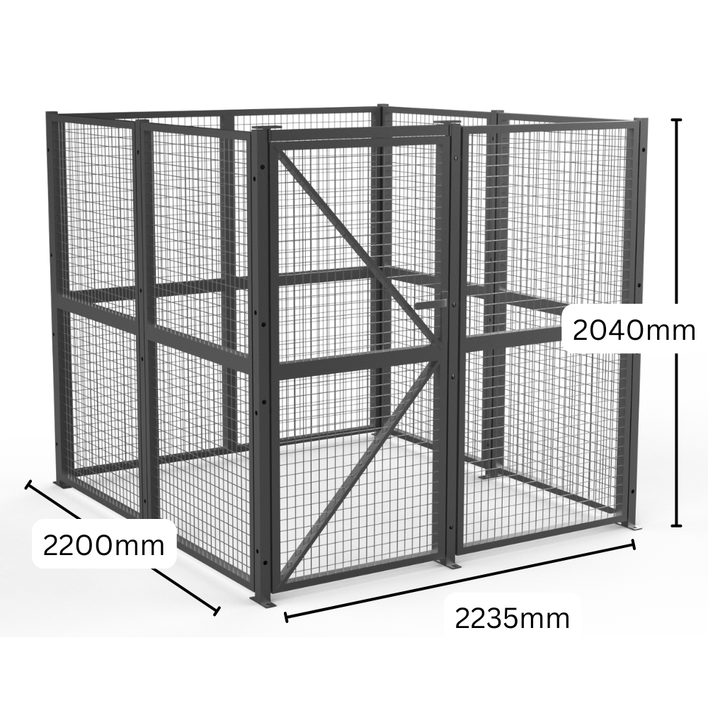 DIY Welded Wire Mesh Storage Cage with Door 4.92 SQM - 4 Walls