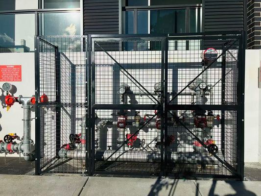 Custom Outdoor Fire Hydrant Protection Cage with Precision Installation in Restricted Tiled Area