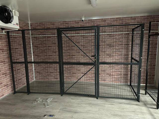 CREATING A SECURE STORAGE SPACE WITH AN 2 WALLS MESH STORAGE CAGE WITH DOOR