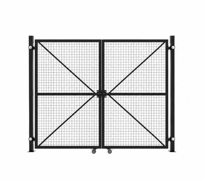 Mesh Wire Double Gate Complete Set with Gate Posts and Wheels