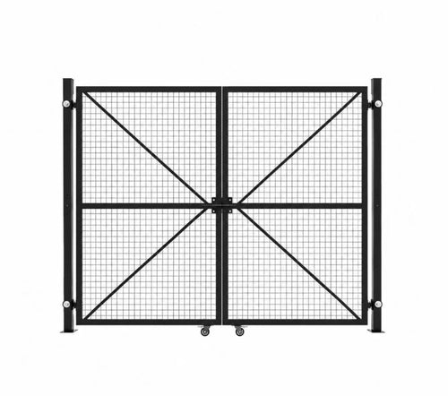 Mesh Wire Double Gate Complete Set with Gate Posts and Wheels