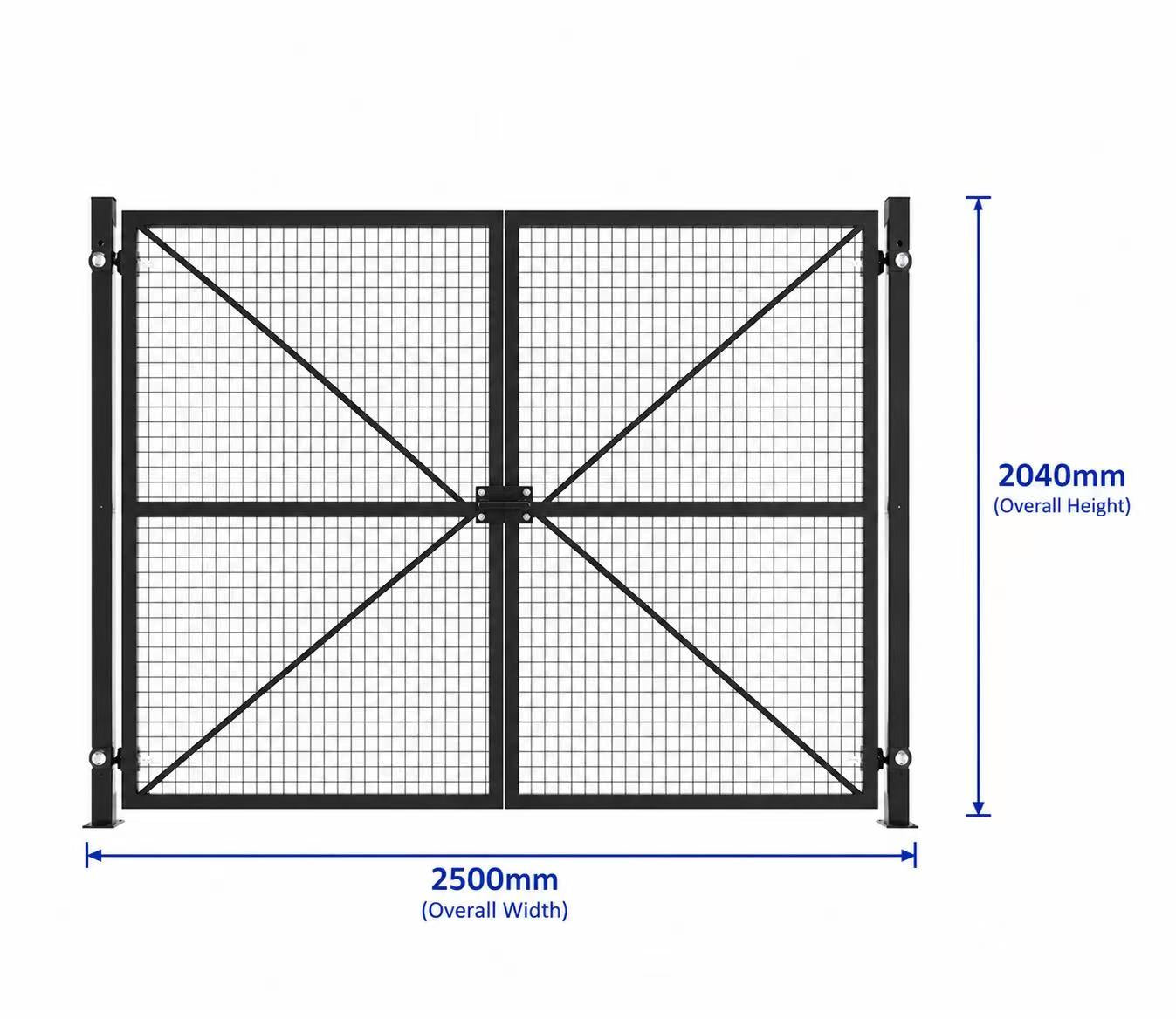 Mesh Wire Double Gate Complete Set with Gate Posts and Wheels