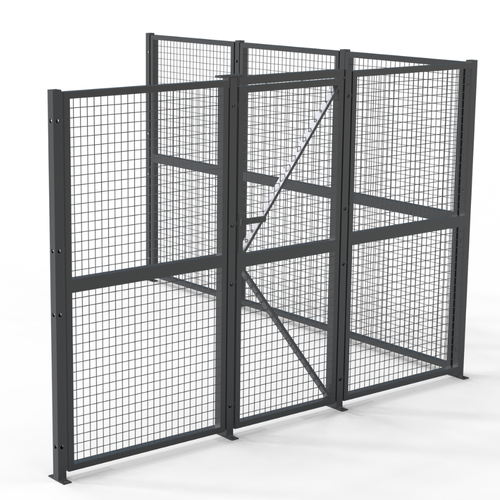 Welded Wire Mesh Storage Cage with Door 11 QM - 2 Walls