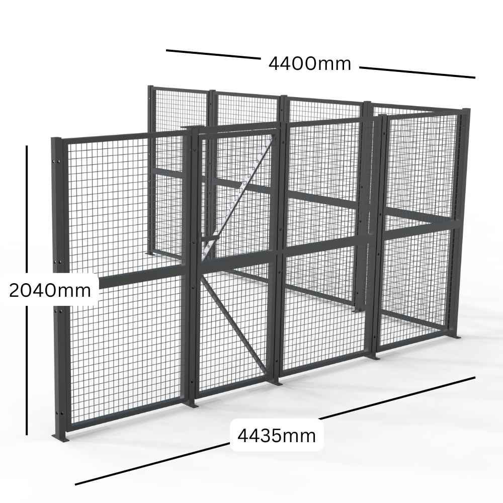 Welded Wire Mesh Storage Cage with Door 19.51 SQM - 2 Walls