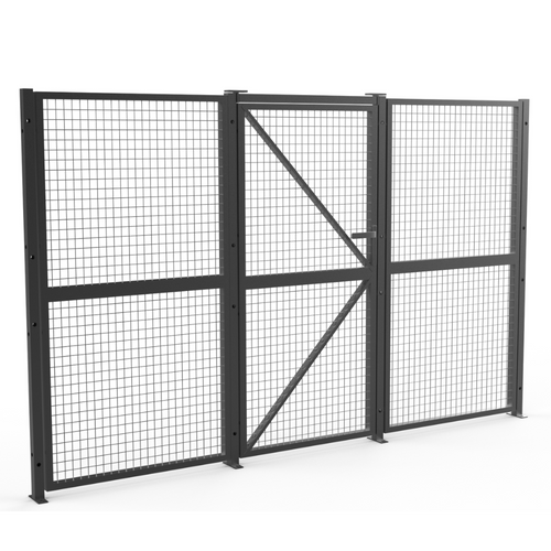 Welded Wire Mesh Fencing Partition Panel with Door 3335mm W X 2040mm H
