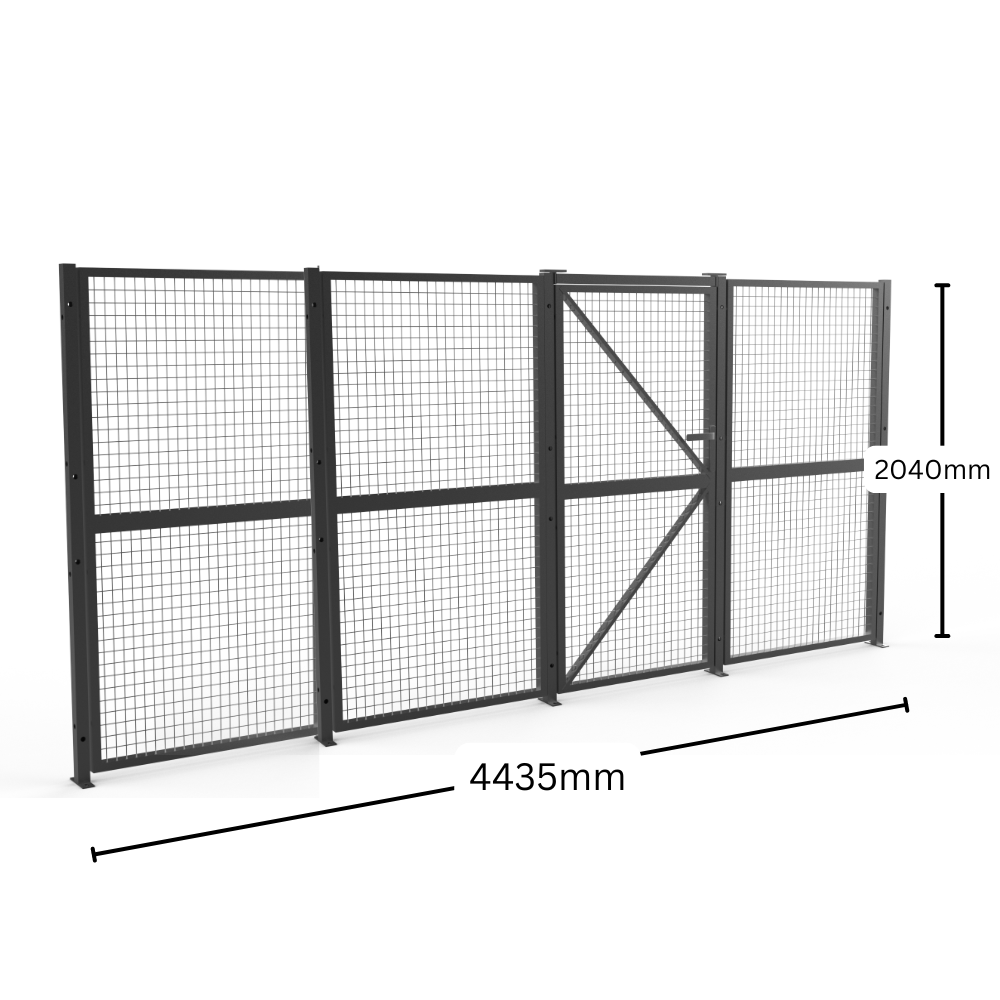 DIY Welded Wire Mesh Fencing Partition Panel with Door 4435mm L X 2040mm H