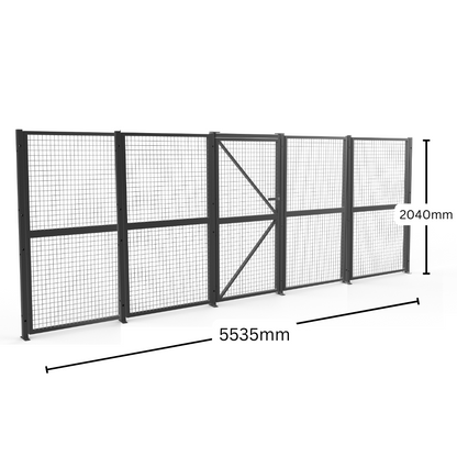 Welded Wire Mesh Fencing Partition Panel with Door 5535mm L X 2040mm H