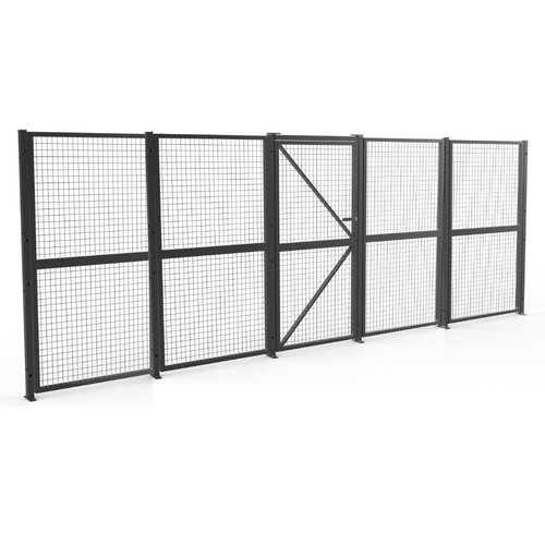 Welded Wire Mesh Fencing Partition Panel with Door 5535mm L X 2040mm H