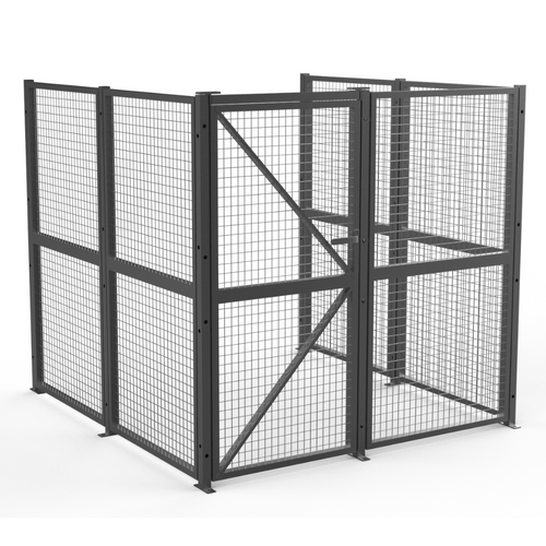 Welded Wire Mesh Storage Cage with Door 4.92 SQM - 3 Walls