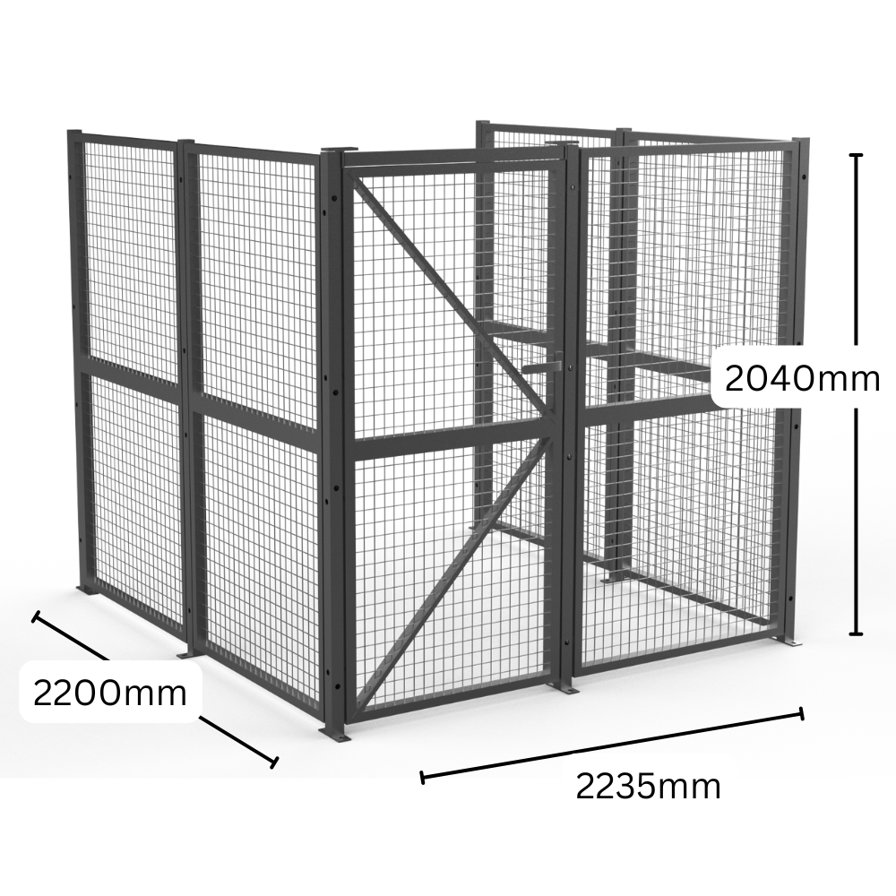 DIY Welded Wire Mesh Storage Cage with Door 4.92 SQM - 3 Walls