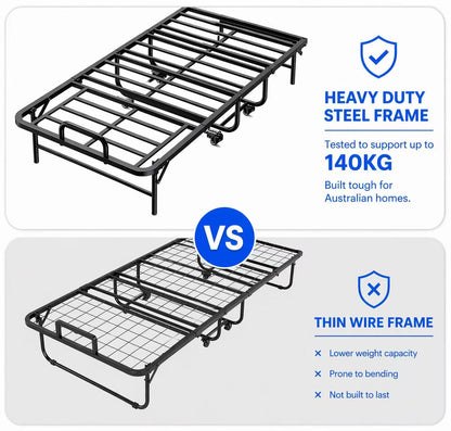 Twin Folding Bed with Mattress (190.5 × 96.5cm), 13cm Thick Memory Foam Rollaway Bed, Portable Guest Bed with Wheels, Space-Saving Metal Frame | SPACIA™