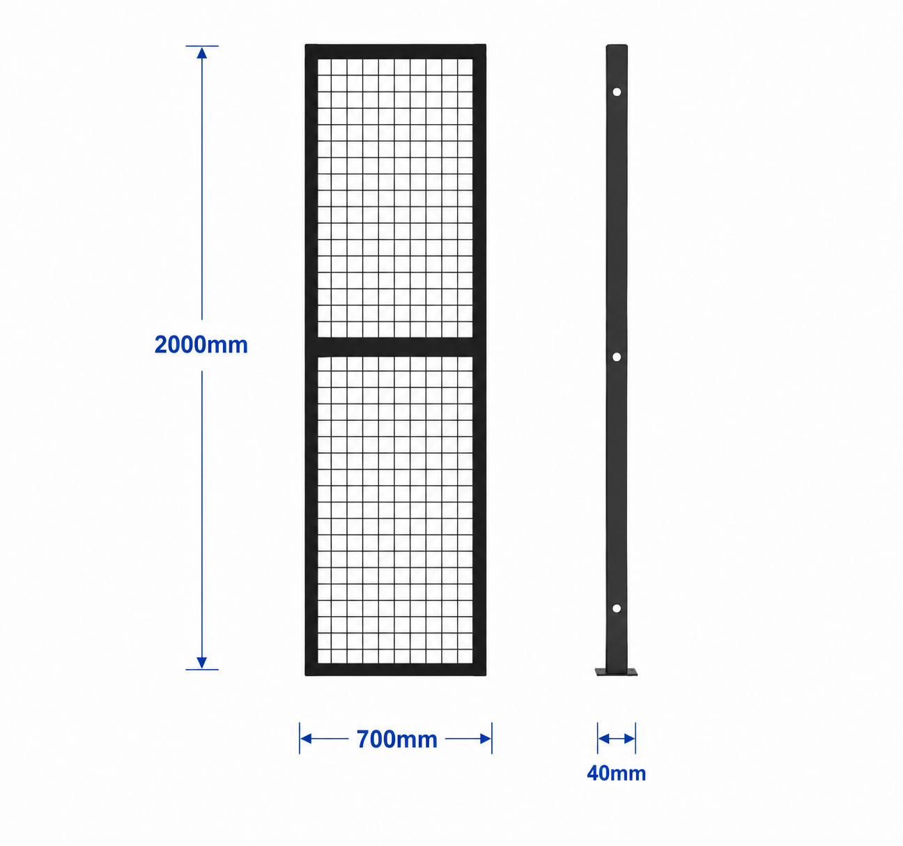 Welded Wire Mesh Fencing Panel with Steel Post 700mm L X 2000mm H