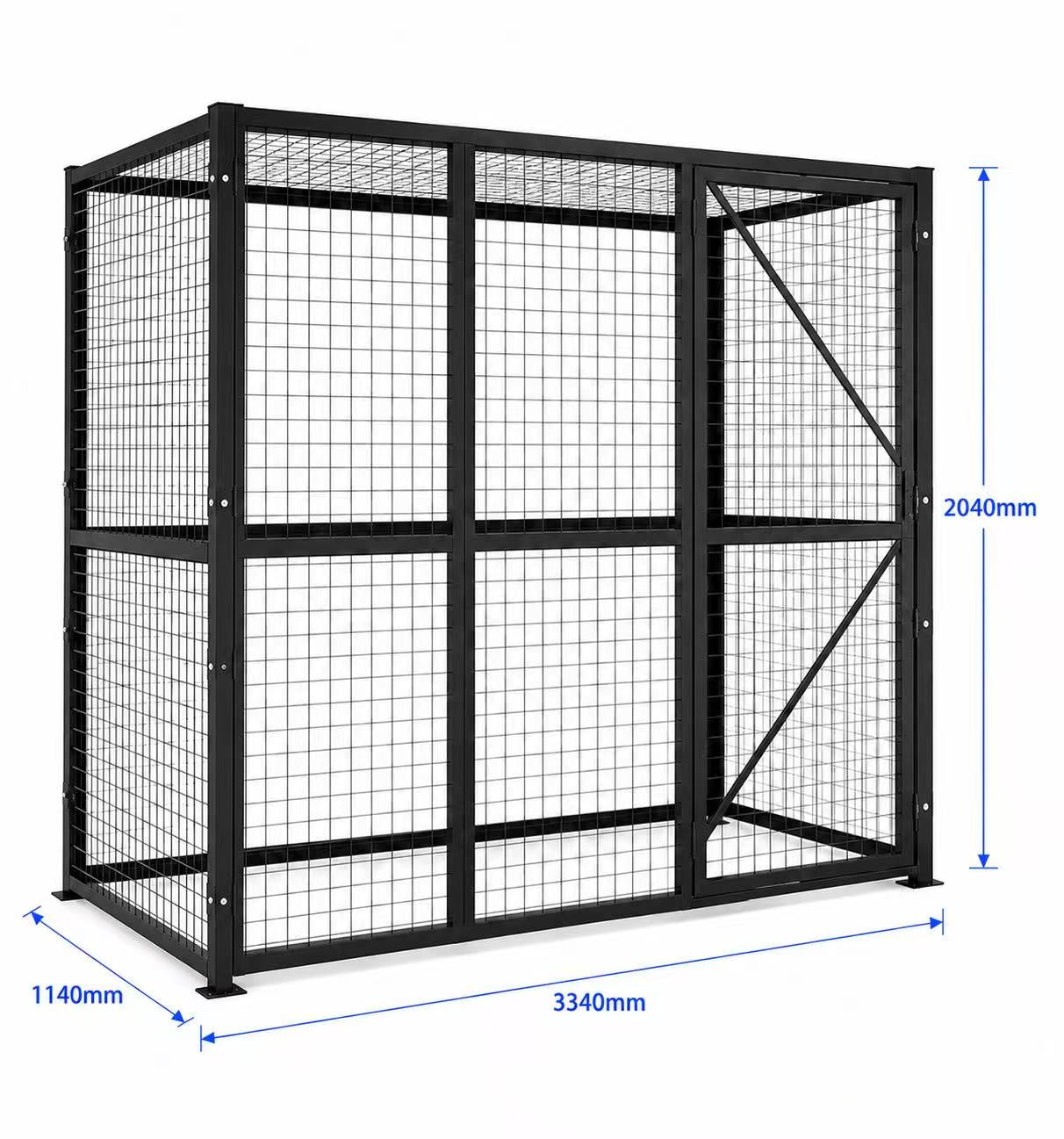 Welded Wire Mesh Storage Cage with Door & Lock Link – 3.80 SQM – 3340 × 1140 × 2040mm – 4 Walls