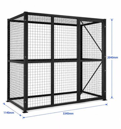 Welded Wire Mesh Storage Cage with Door & Lock Link – 3.80 SQM – 3340 × 1140 × 2040mm – 4 Walls