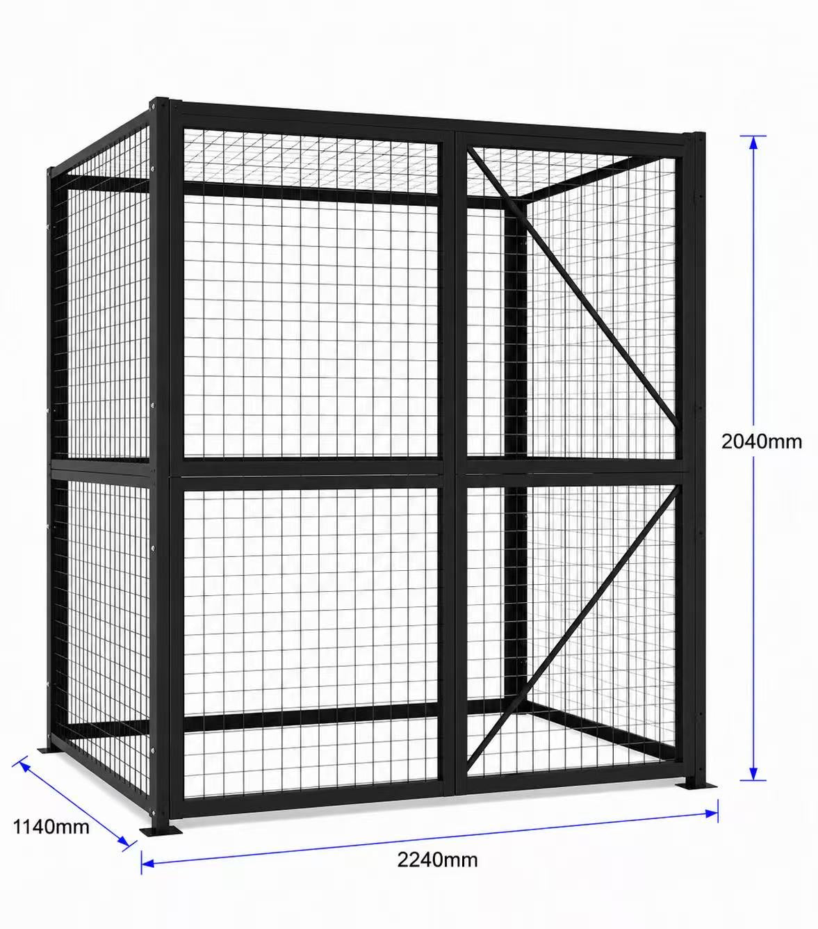 Welded Wire Mesh Storage Cage with Door & Lock Link – 2.55 SQM – 2240 × 1140 × 2040mm – 4 Walls