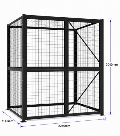 Welded Wire Mesh Storage Cage with Door & Lock Link – 2.55 SQM – 2240 × 1140 × 2040mm – 4 Walls